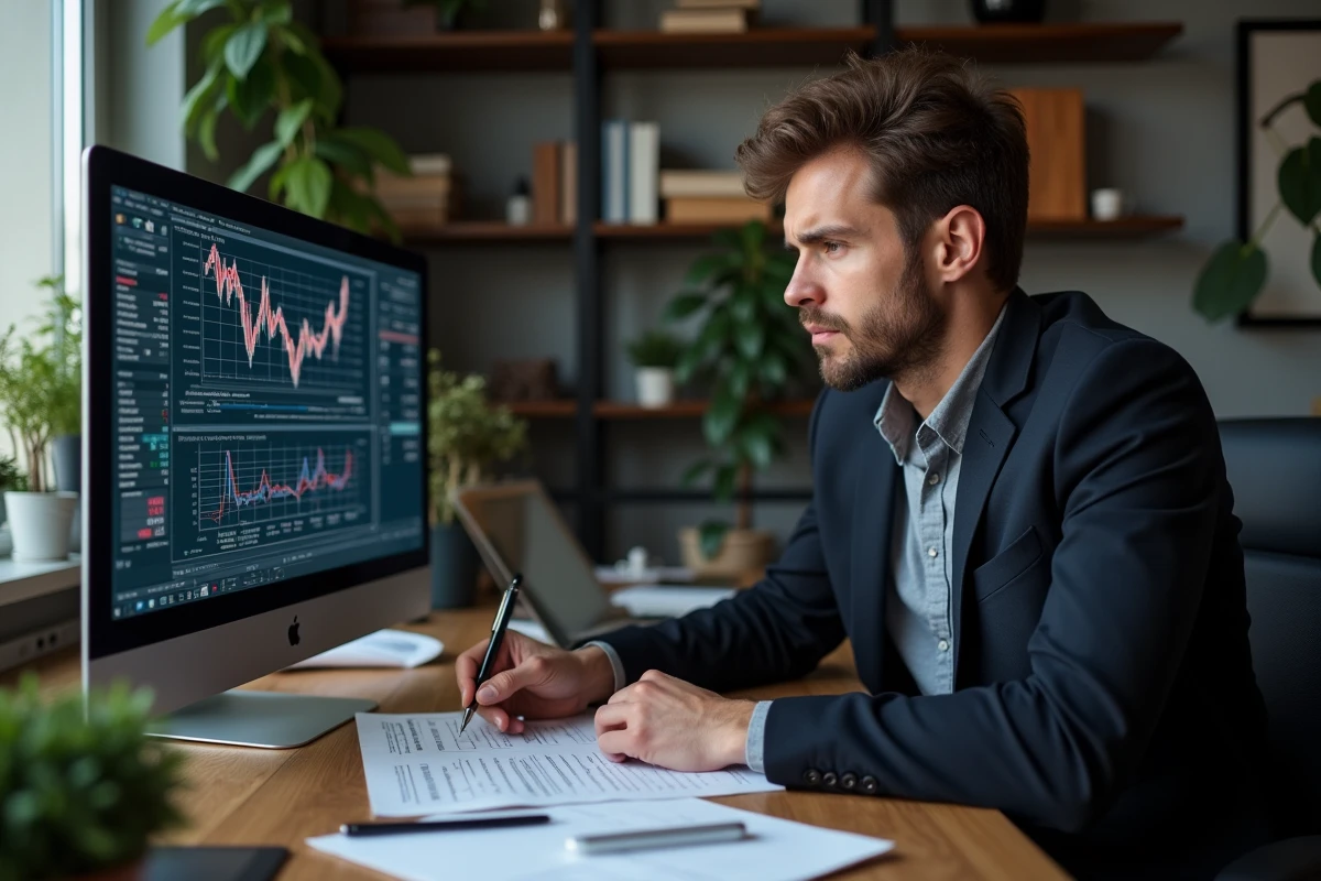 Analyste financier seul étudiant des graphiques boursiers