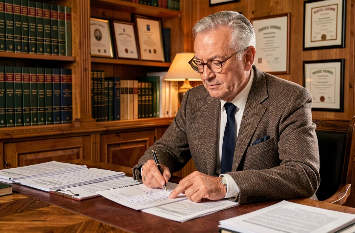 Patrick Lietard, expert indépendant d'Avenir Patrimoine, analysant des documents fiscaux dans son bureau traditionnel à Marseille