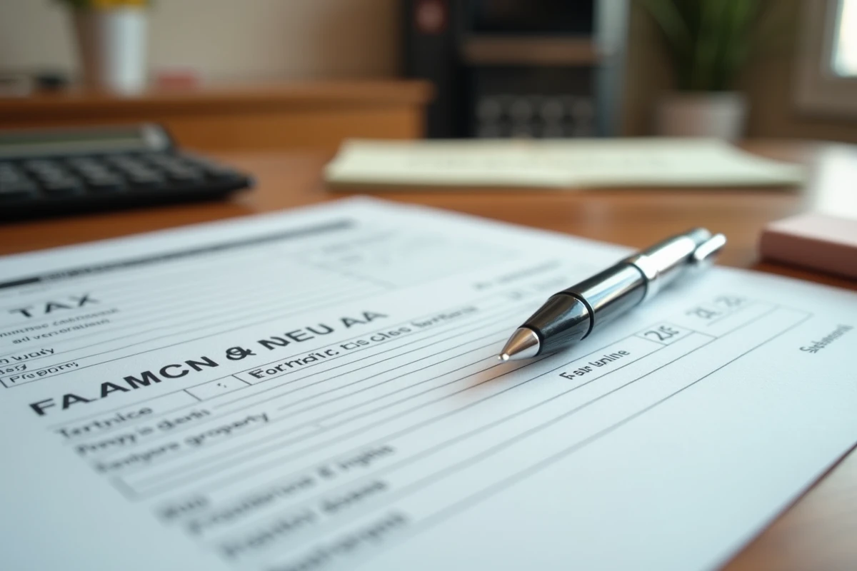 Documents fiscaux fonciers avec formulaire de déclaration et acte de propriété pour déduction de taxe foncière