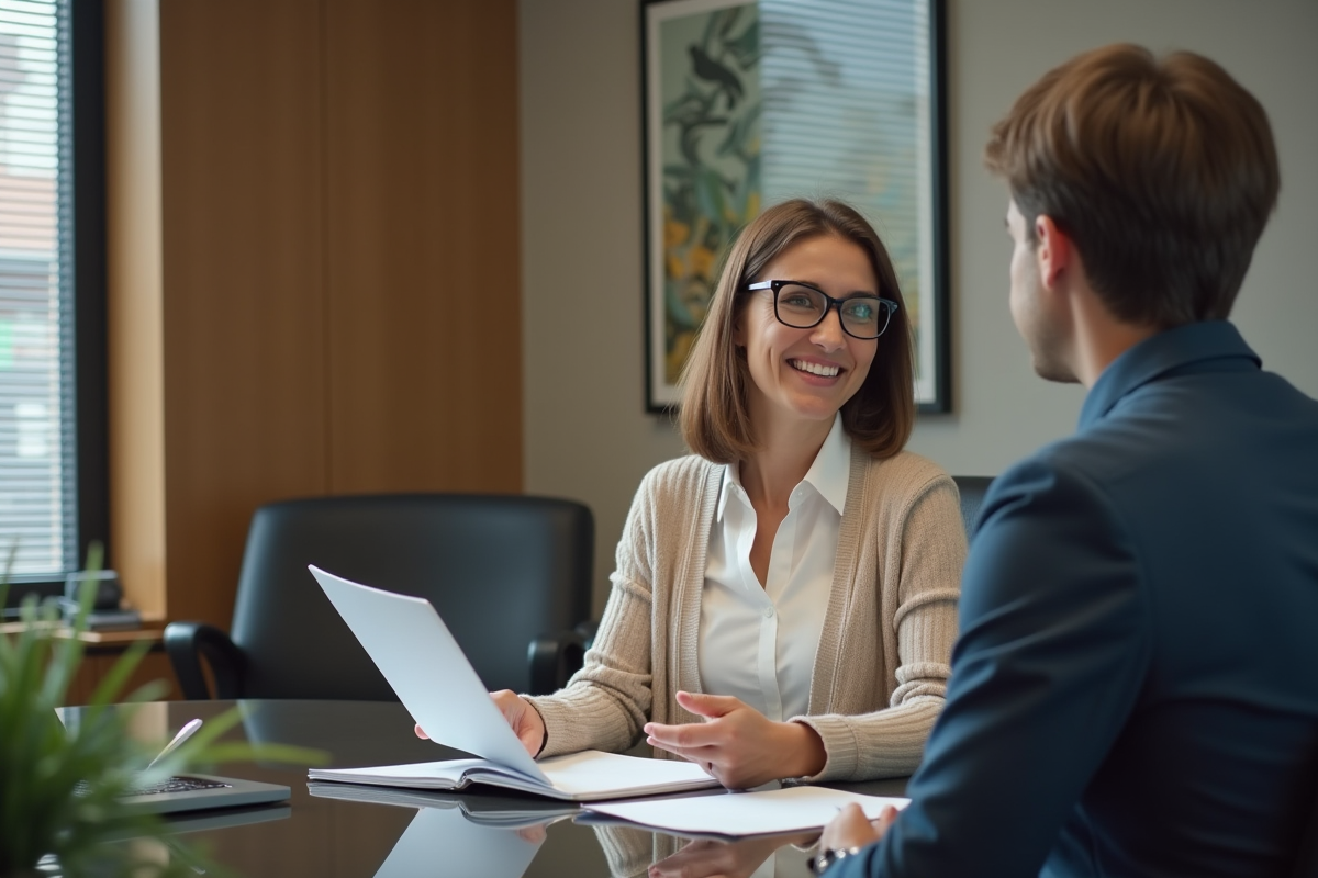 Femme et conseiller financier discutant lors d
