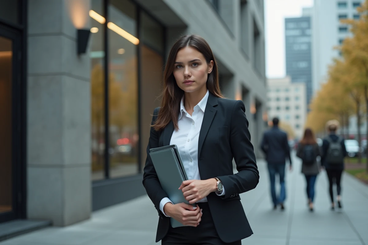 Jeune femme d affaires dans un environnement urbain moderne