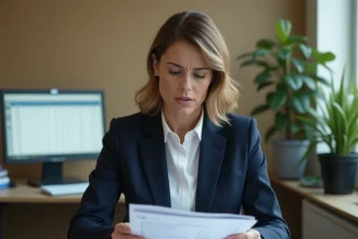 Fonctionnaire française examinant ses fiches de paie suite à l'augmentation du point d'indice 2026