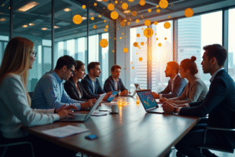 Groupe de professionnels analysant des graphiques crypto modernes
