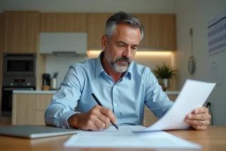 Homme en gestion financière à la maison