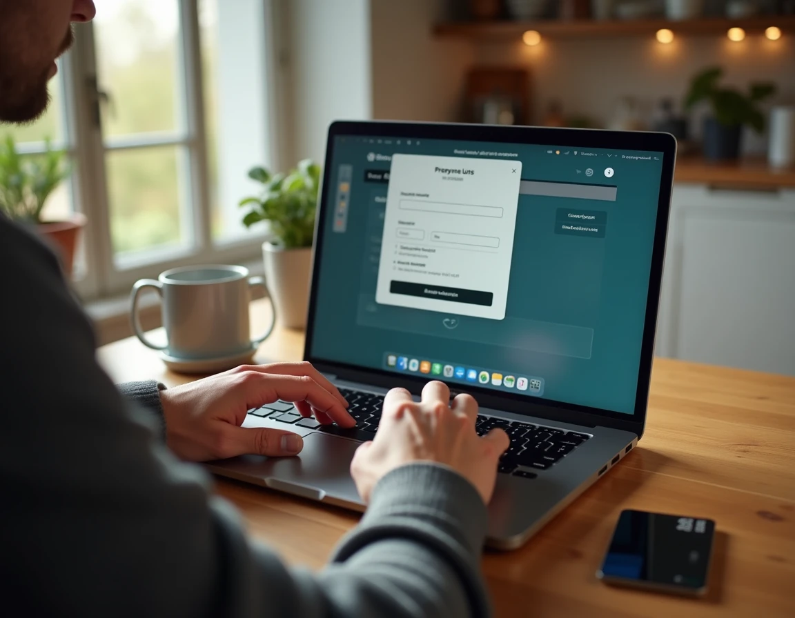 Homme effectuant un paiement en ligne en 4 fois sans frais sur le site Boulanger depuis son domicile