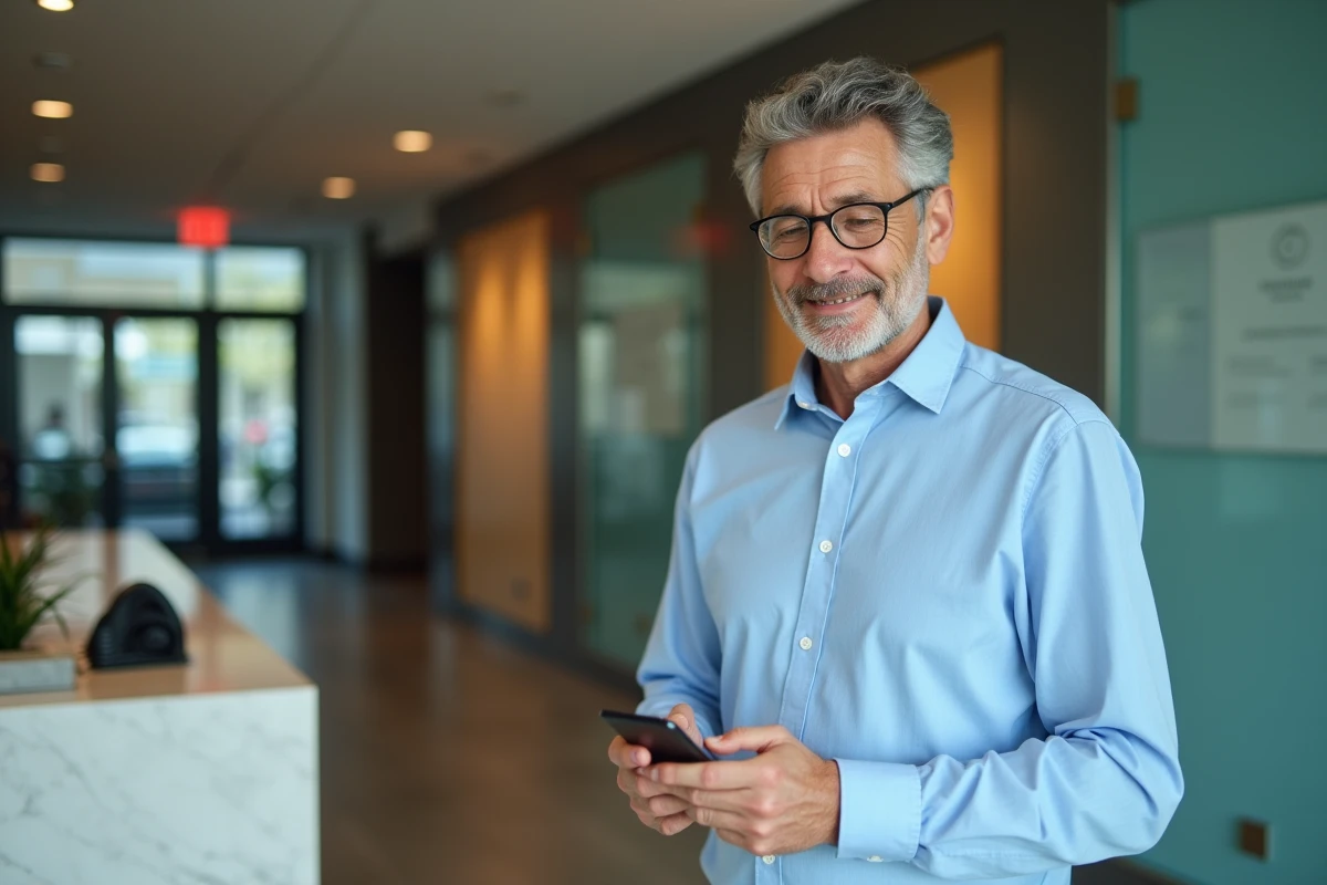 Homme vérifiant une application de sécurité