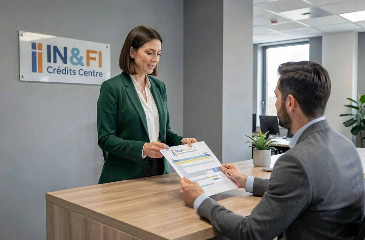 Conseillère IN&FI Crédits Centre présentant un plan de financement immobilier