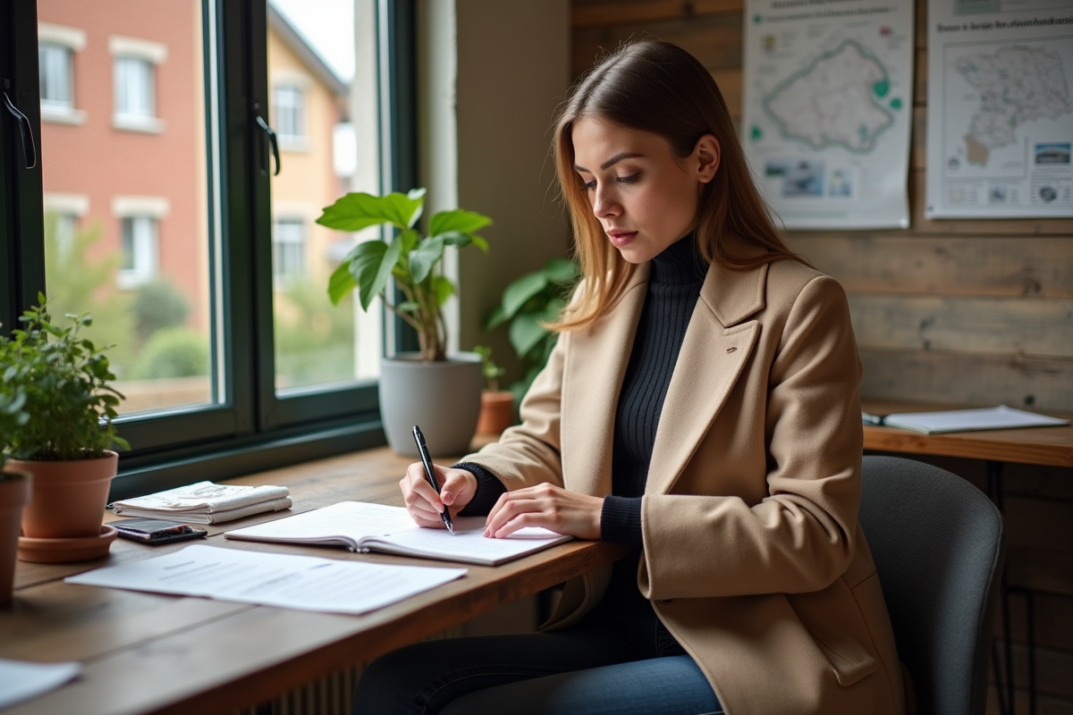 Jeune femme dans une agence immobiliere à Valenciennes