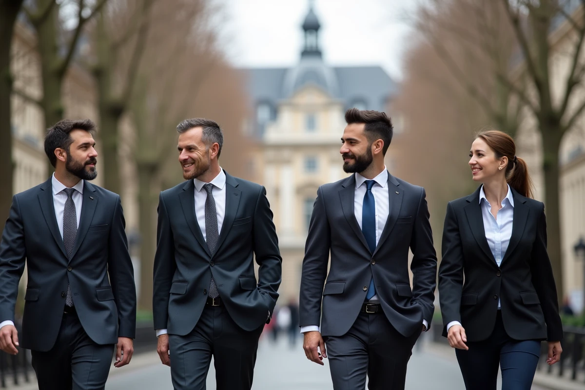 Groupe de travailleurs municipaux à Paris dans la rue