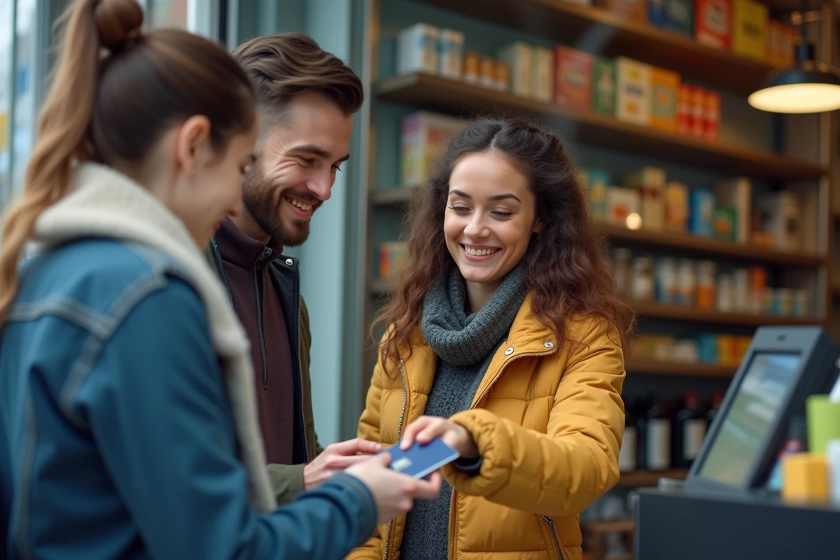 Couple payant par carte dans un tabac comme alternative au retrait en distributeur indisponible