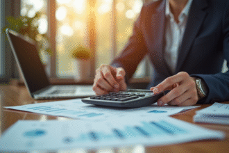 Professionnel d'affaires analysant des finances au bureau