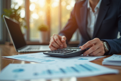 Professionnel d'affaires analysant des finances au bureau