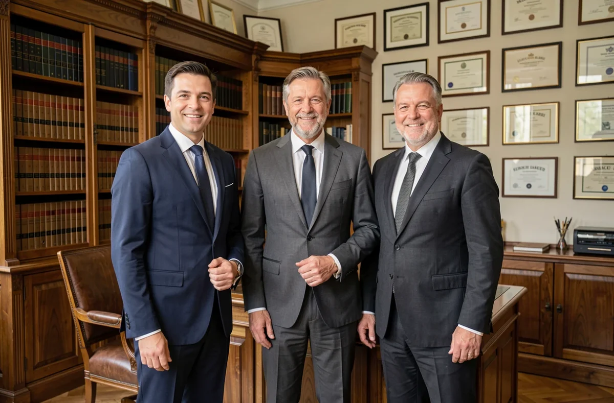 Les notaires François Tremosa, Olivier Souloumiac et Pierre Saletes réunis dans leur étude en Occitanie